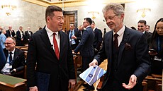 V Budape�ti se koná jednání p�edsed� parlament� zemí V4. Na snímku p�edseda...