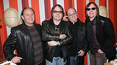 Olympic, Petr Janda, Milan Broum, Ji�í Valenta a Milan Peroutka na tiskové...