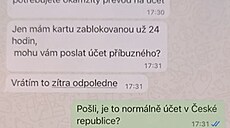 Komunikace se podvodníkem �ádající zaslání pen�z