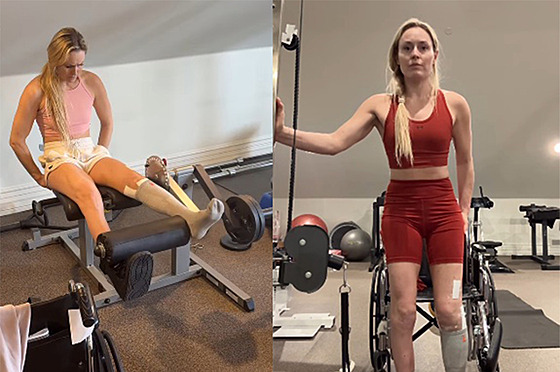 Ly�a�ka Lindsey Vonnová ve videu ukázala, jak probíhá její rehabilitace.