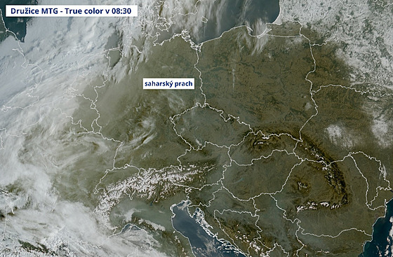 Snímek z dru�ice MTG (True Color).