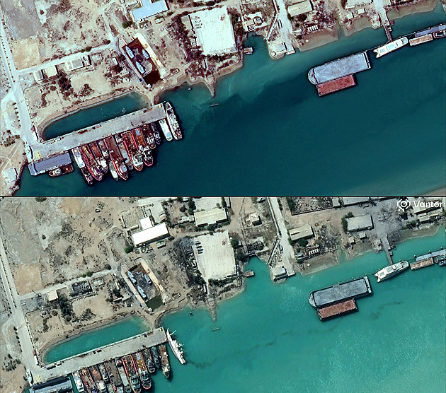 Před a po. Satelitní snímky ukazují Írán po týdnu destrukce