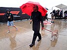 Lewis Hamilton a Roscoe p�icházejí do d�ji�t� F1 závodu.