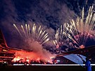 P�edzápasová show v Edenu, který hostí 316. pra�ské derby mezi Slavií a Spartou.