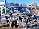 St�et osobního vozidla s vlakem v Miro�ov� na Rokycansku. (5. b�ezna 2026)