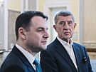Premiér Andrej Babi� a ministr zahrani�í Petr Macinka po jednání Bezpe�nostní...