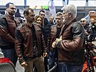 Prezident Petr Pavel na Motosalonu oblékl stylovou motorká�skou bundu.