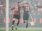 Patrik Vydra slaví gól spole�n� s Matyá�em Vojtou (Sparta) v utkání proti...