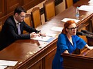 Poslankyn� Zuzana Majerová (SPD) hovo�í na sch�zi Poslanecké sn�movny. (5....