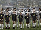 Íránské fotbalistky p�ed zápasem Asijského poháru s Austrálií.