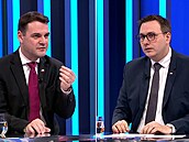 Petr Macinka /Motoristé/ a Jan Lipavský /za ODS/ v Partii na CNN Prima News (8....
