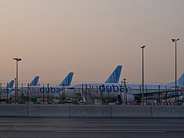 Odstavená letadla na mezinárodním leti�ti v Dubaji po jeho uzav�ení (2. b�ezna...