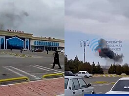 Raketový a dronový útok z Íránu zasáhl oblast u leti�t� v Nachi�evanu.