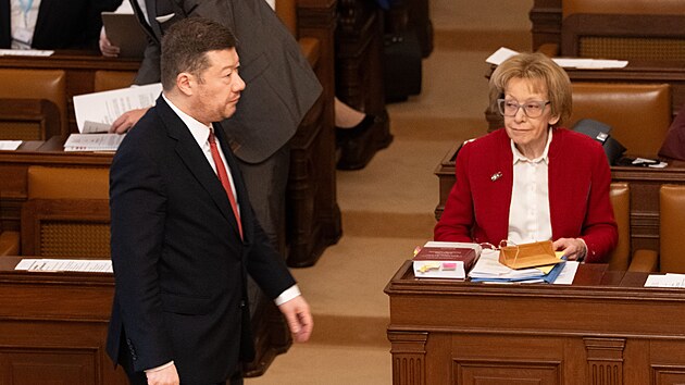 Poslaneck� sn�movna projedn�v� ��dost o vyd�n�  Andreje Babi�e (ANO) a Tomia Okamury (SPD) k trestn�mu st�h�n�. (5. b�ezna 2026)