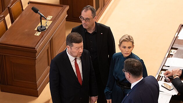 Poslaneck� sn�movna projedn�v� ��dost o vyd�n�  Andreje Babi�e (ANO) a Tomia Okamury (SPD) k trestn�mu st�h�n�. (5. b�ezna 2026)