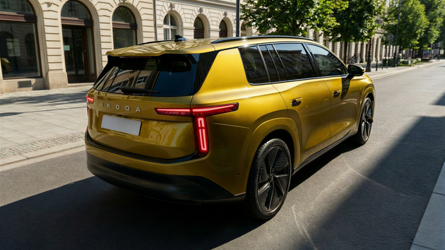 Vizualizace elektromobilu �koda Peaq v pod�n� design�ra Jana Hrodka, kter� k tvorb� p�izval um�lou inteligenci.
