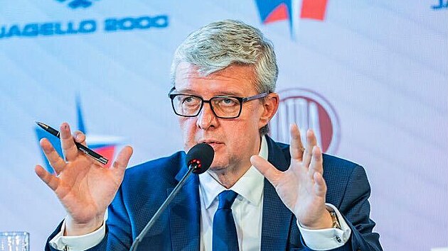 Ministr pr�myslu a obchodu Karel Havl��ek (ANO) na n�rodn� konferenci Na�e bezpe�nost nen� samoz�ejmost v M��ovn� Pra�sk�ho hradu. (5. b�ezna 2026)