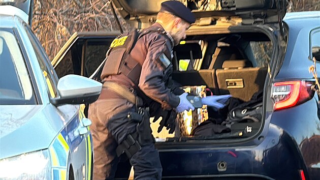 Policist� v ulici S�e�sk� na Praze 10 prov��uj� vozidlo, kter� je vedeno v celost�tn�m p�tr�n�. Po �idi�i intenzivn� p�traj� (6. b�ezna 2026)