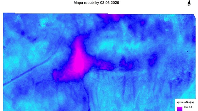 Maximum sn�hu na Map� republiky v zim� 2025/2026 bylo 4,8 metru.