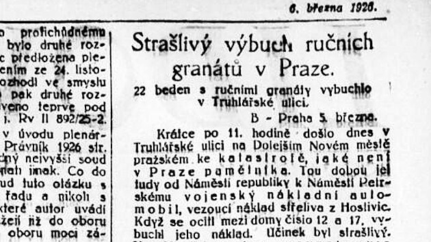 P�ed 100 lety ot��sl Prahou v�buch. Z voj�k� zbyla jen hrom�dka masa a hadr�