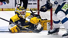 Pavel �ajan v brance Litvínova zasahuje v utkání proti Kladnu.
