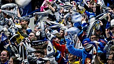 Fanou�ci Kladna slaví gól do sít� Litvínova.