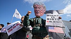 Protest proti Donaldu Trumpovi v Soulu (3. b�ezna 2026)