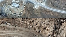 Vchody do tunel� v raketovém komplexu Isfahán v centrálním Íránu je�t�...