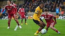 Jackson Tchatchou z Wolves b�hem zápasem s Liverpoolu.