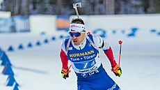 Michal Kr�má� na trati �tafetového závodu v Kontiolahti