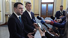 Premiér Andrej Babi� a ministr zahrani�í Petr Macinka po jednání Bezpe�nostní...