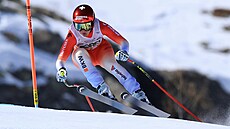 �výcarka Corinne Sutterová na trati sobotního sjezdu ve Val di Fassa.