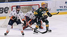 Momentka z �tvrtfinálového duelu první ligy mezi Vsetínem a Litom��icemi.