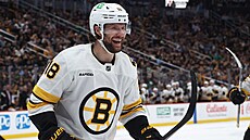 Pavel Zacha slaví t�etí branku v utkání.