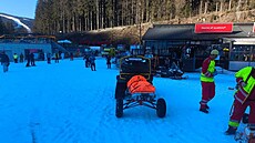 Záchraná�i zasahovali u srá�ky ly�a�e a snowboardistky ve �pindlerov� Mlýn�....