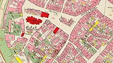 Dobové vyobrazení zástavby opavského centra. Na ji�ní stran� Horního nám�stí...