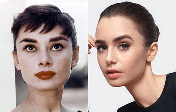 Audrey Hepburnová a Lily Collinsová