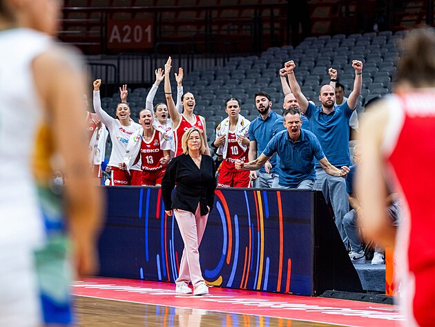 Radost �esk� lavi�ky b�hem utk�n� s Braz�li� v kvalifikaci o MS 2026.