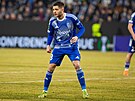 Olomoucký zálo�ník Ji�í Spá�il v zápase Konferen�ní ligy s Mohu�í.
