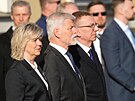 Loty�ský prezident Edgars Rinkévi�s, �eský prezident Petr Pavel a první dáma...