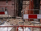 Místo úniku a za�ehnutí plynu z 10. b�ezna v Dobrovského ulici v Praze poblí�...