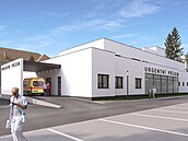 Vizualizace podoby nové p�ístavby chirurgie v pavilonu D ve vnitrobloku areálu...