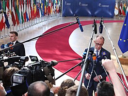 N�mecký kanclé� Friedrich Merz na summitu EU v Bruselu (19. b�ezna 2026)