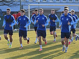 Trénink fotbalist� Olomouce p�ed zápasem s Mohu�í v Konferen�ní lize.