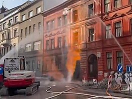 Po�ár plynu v pra�ských Hole�ovicích (10. b�ezna 2026)