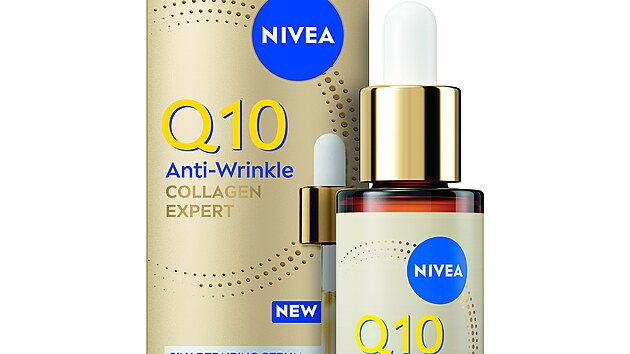 S�rum proti vr�sk�m Nivea Q10 Collagen Expert 3 v 1 obsahuje vysokou koncentraci kolagenov�ch peptid� a ceramid� pro dokonalou p��i o ple�. Lehk� textura s�ra umo��uje rychl� vst�eb�n� a pronik�n� do hlub��ch vrstev poko�ky, cena 500 K�.