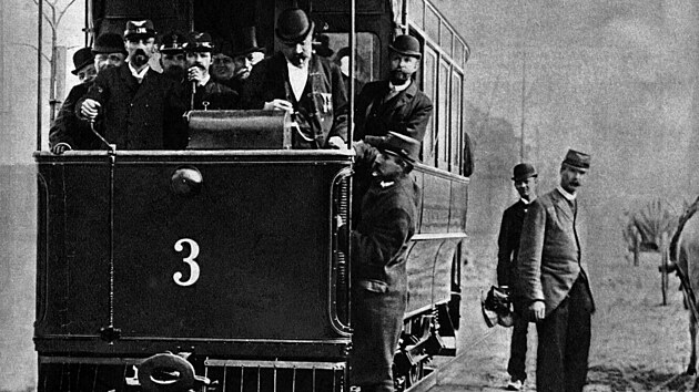 Zah�jen� provozu K�i��kovy elektrick� dr�hy z Karl�na do Libn� a Vyso�an v roce 1896. (19. b�ezna 1896)