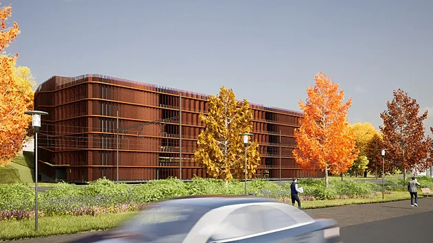 Vizualizace nov�ho parkovac�ho domu v Hostivici u Prahy