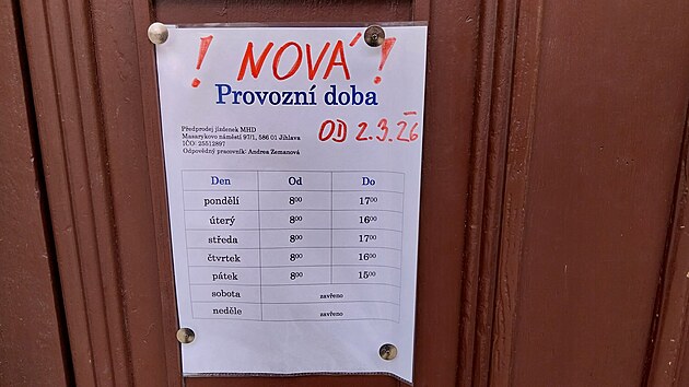 V z�kaznick�m centru v Jihlav� je od b�ezna zkr�cen� otev�rac� doba. (11. b�ezna 2026)