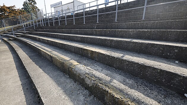 Stav m�stsk�ho stadionu v Srbsk� ulici v Brn� v b�eznu 2026